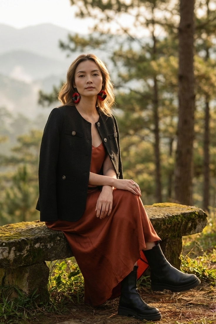 Áo khoác jacket tweed đen thời trang Hity