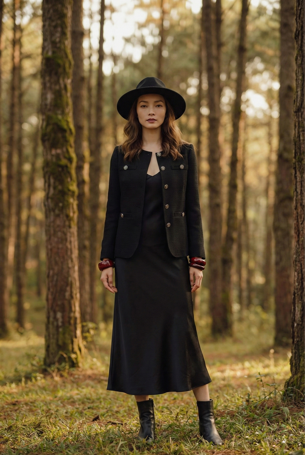 Áo khoác jacket tweed đen thời trang Hity