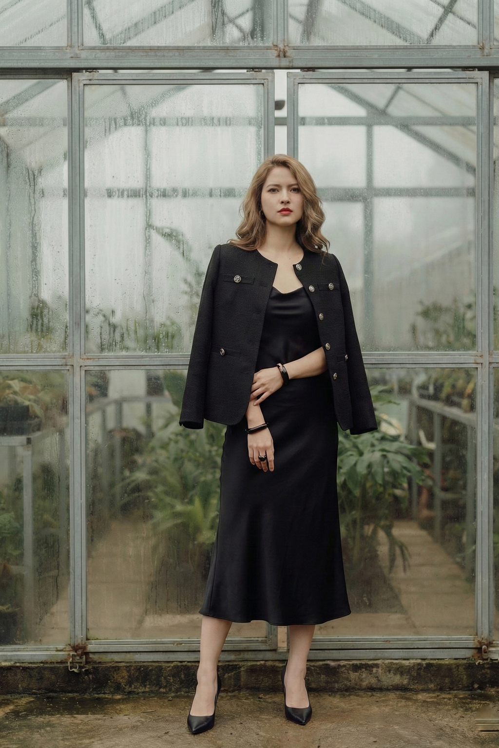 Áo khoác jacket tweed đen thời trang Hity