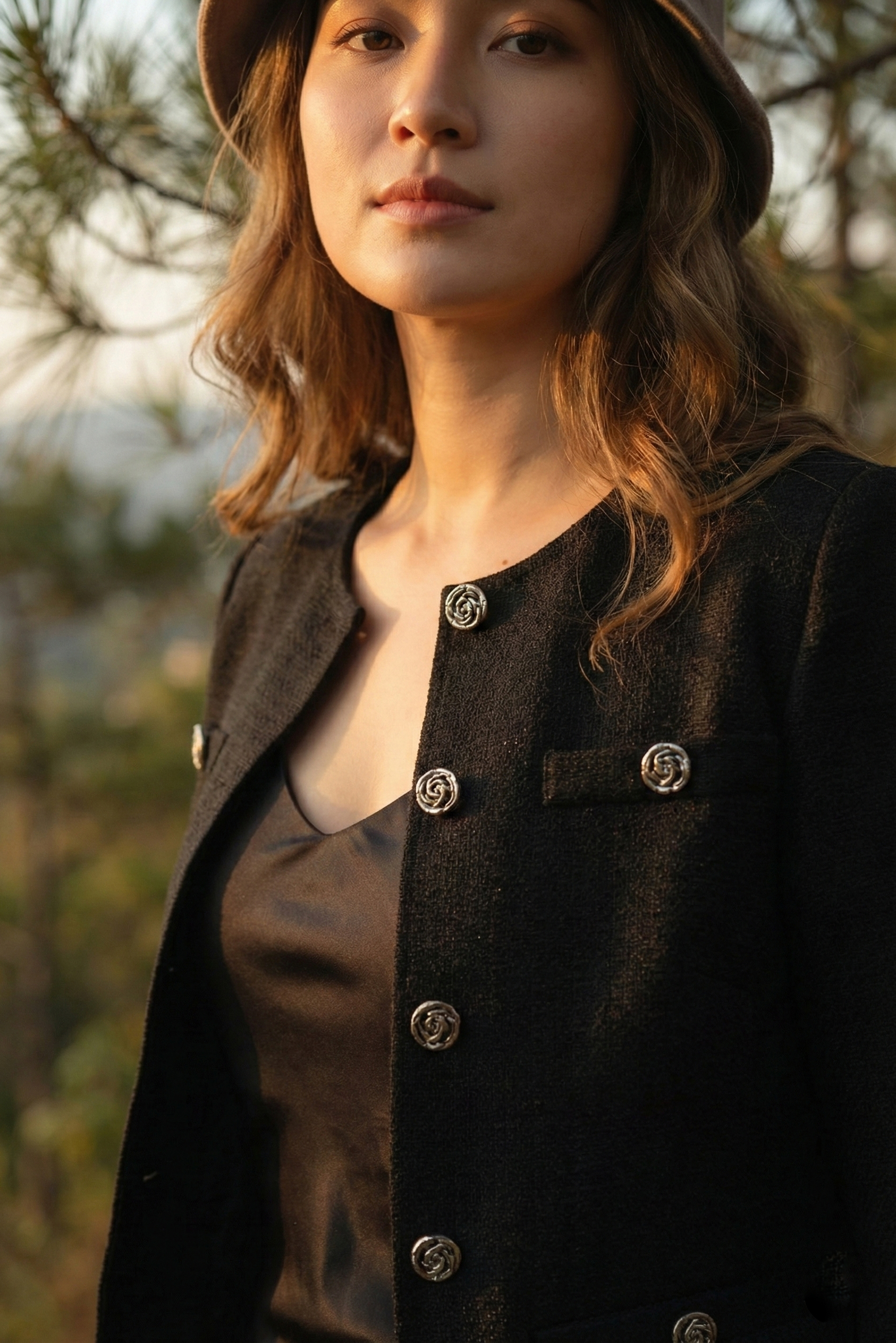 Áo khoác jacket tweed đen thời trang Hity