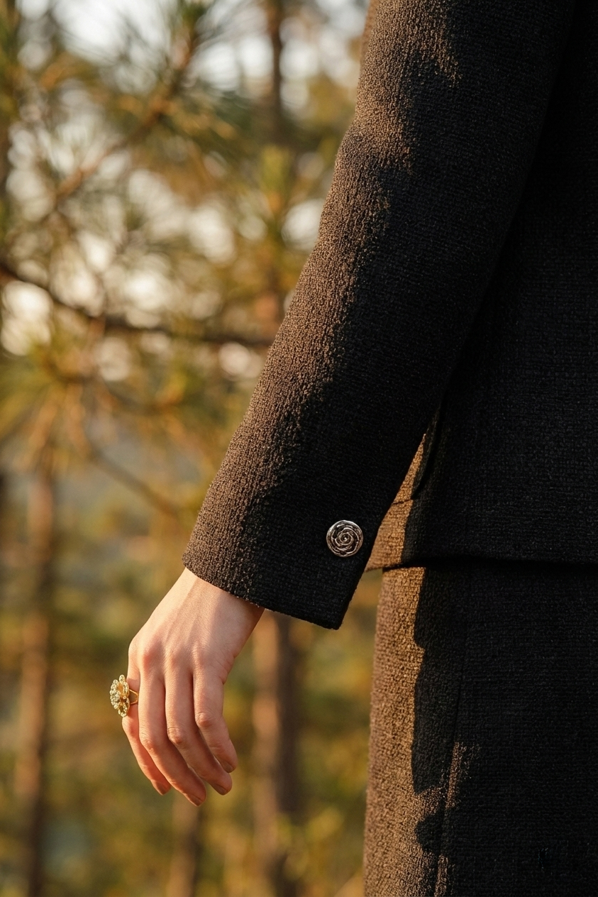 Áo khoác jacket tweed đen thời trang Hity