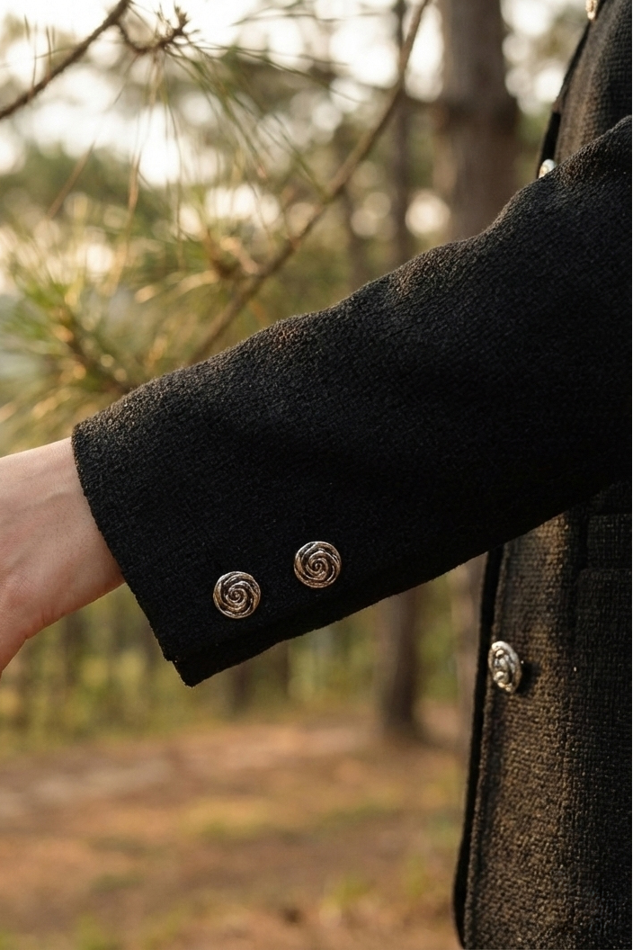 Áo khoác jacket tweed đen thời trang Hity