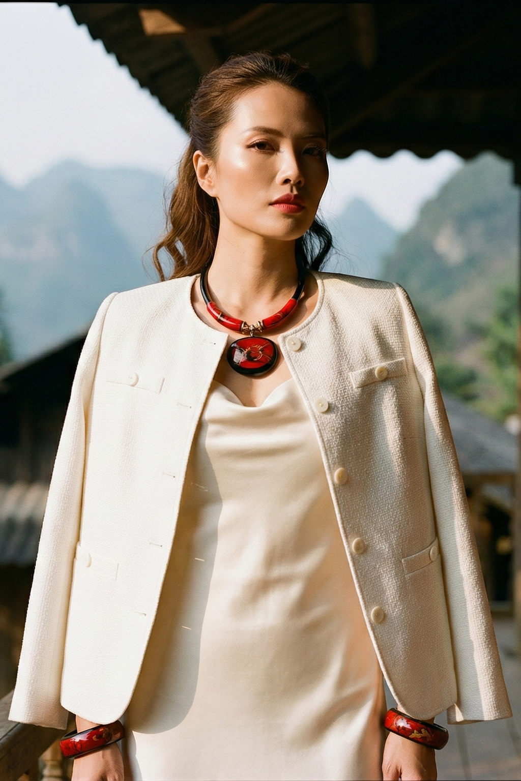 Áo khoác jacket tweed trắng thời trang Hity