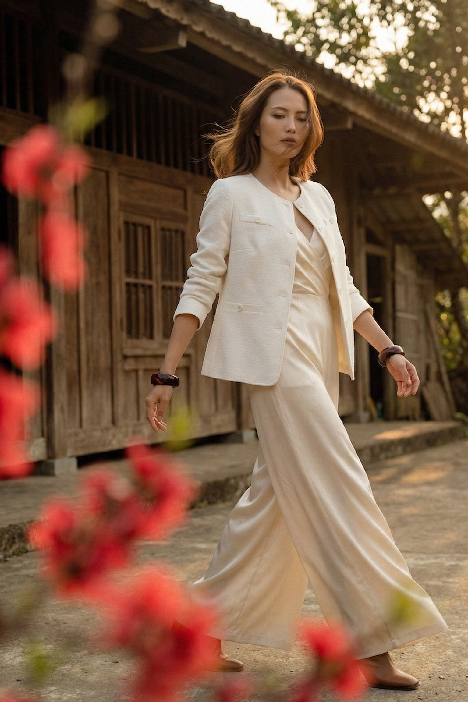 Áo khoác jacket tweed trắng thời trang Hity