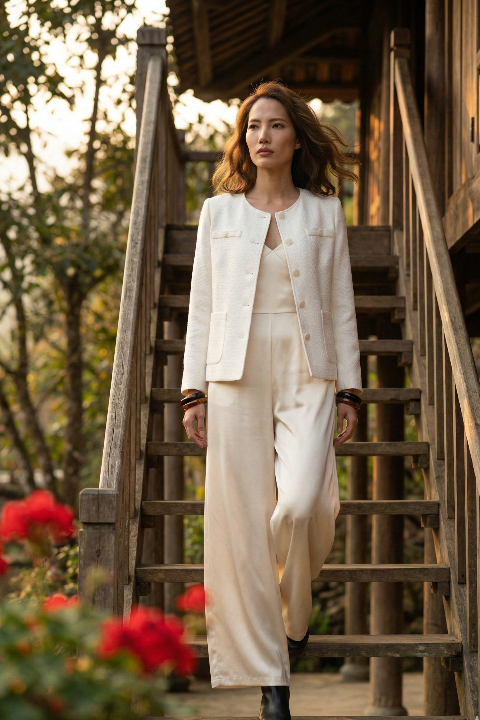 Áo khoác jacket tweed trắng thời trang Hity