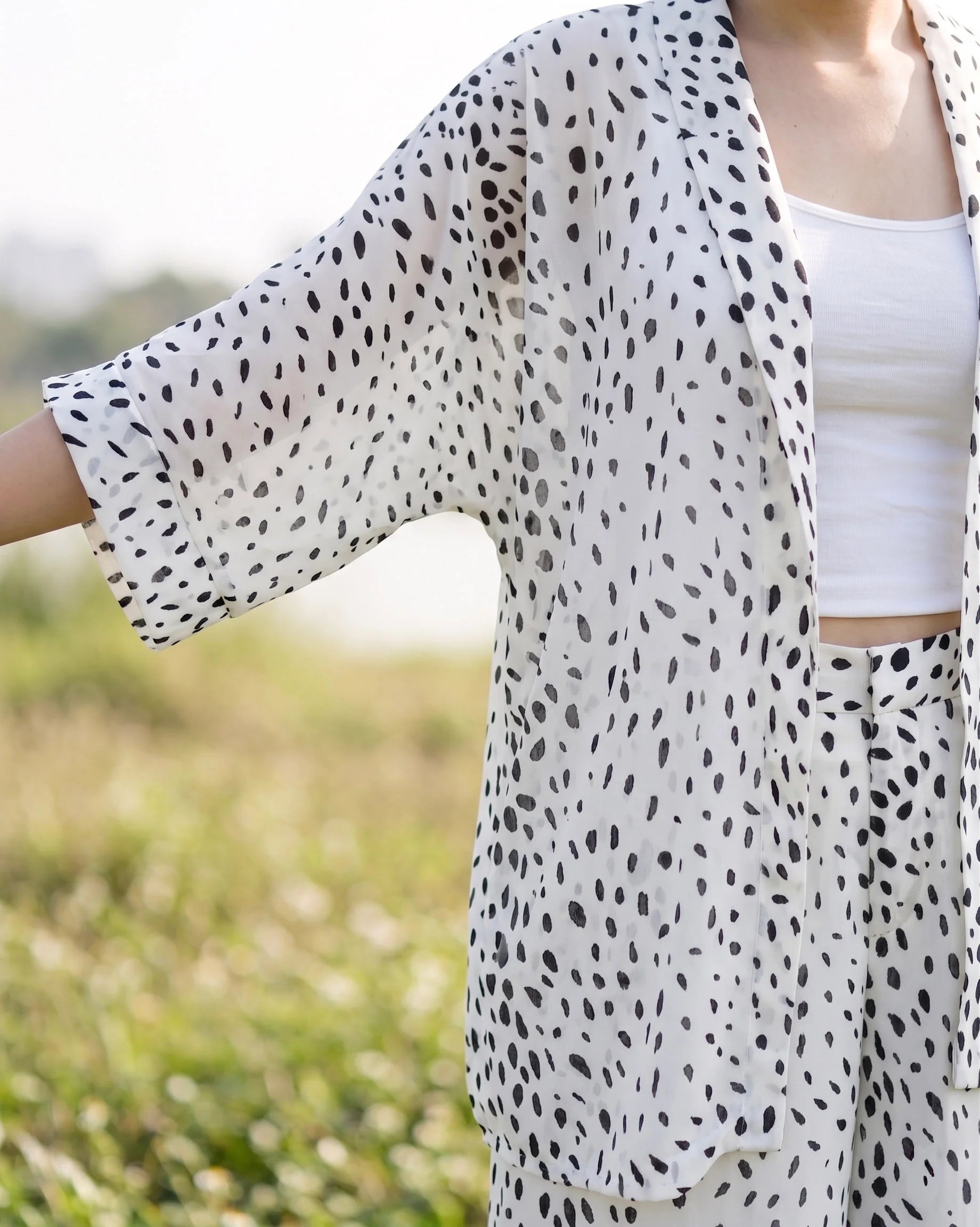 Bộ áo khoác kimono phối quần chấm bi thời trang Hity