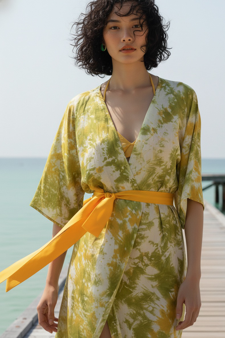 Áo khoác kimono lụa tơ tằm thời trang Hity