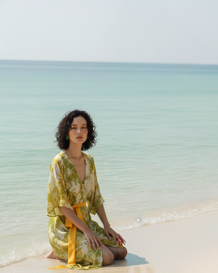 Áo khoác kimono lụa tơ tằm thời trang Hity