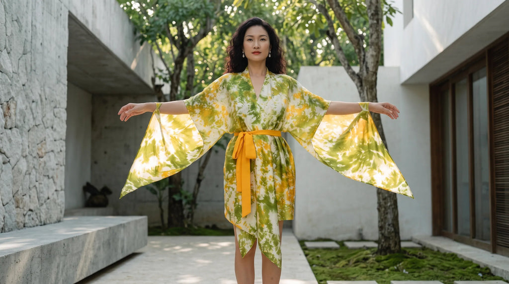 Áo khoác lụa tơ tằm nhuộm loang tiedye thời trang Hity