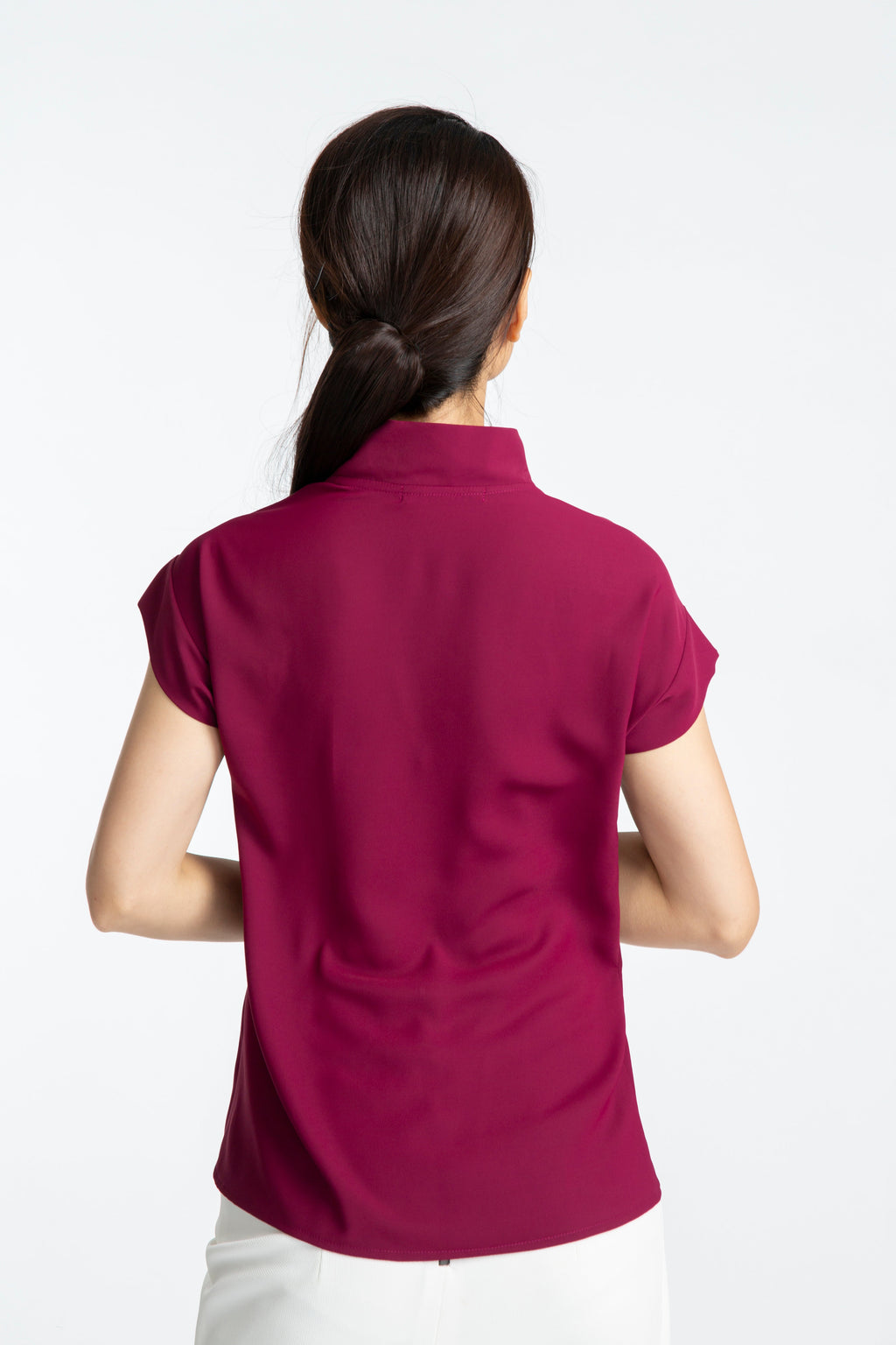 Áo kiểu cổ V đỏ mận thời trang Hity