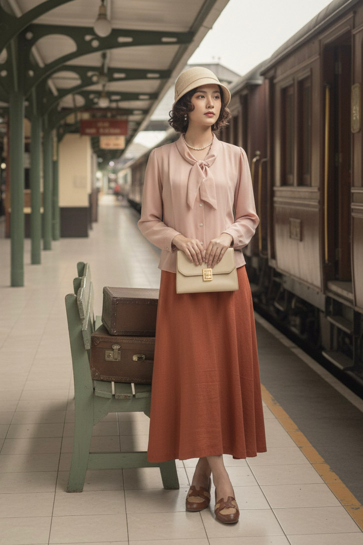 Áo kiểu cổ nơ retro thời trang Hity