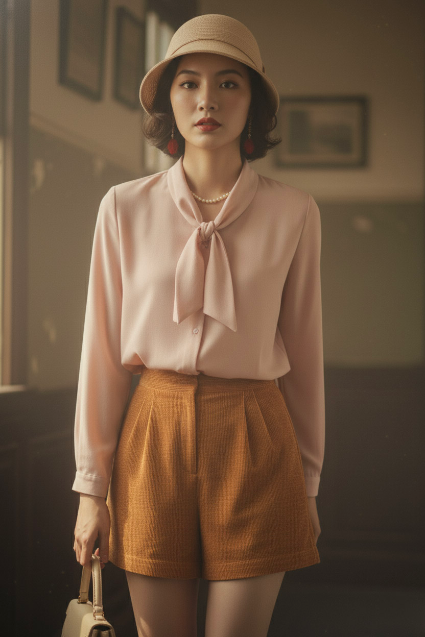 Áo kiểu cổ nơ retro thời trang Hity