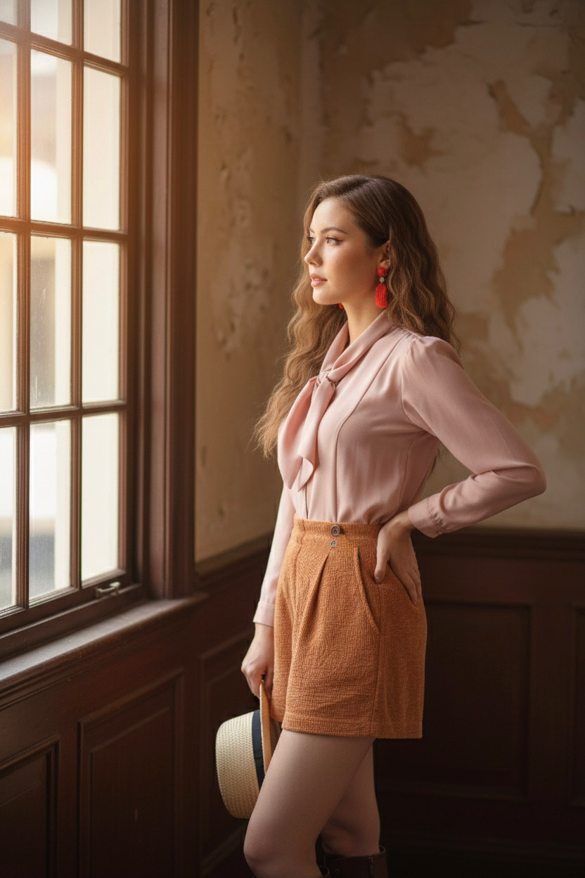 Áo kiểu cổ nơ retro thời trang Hity