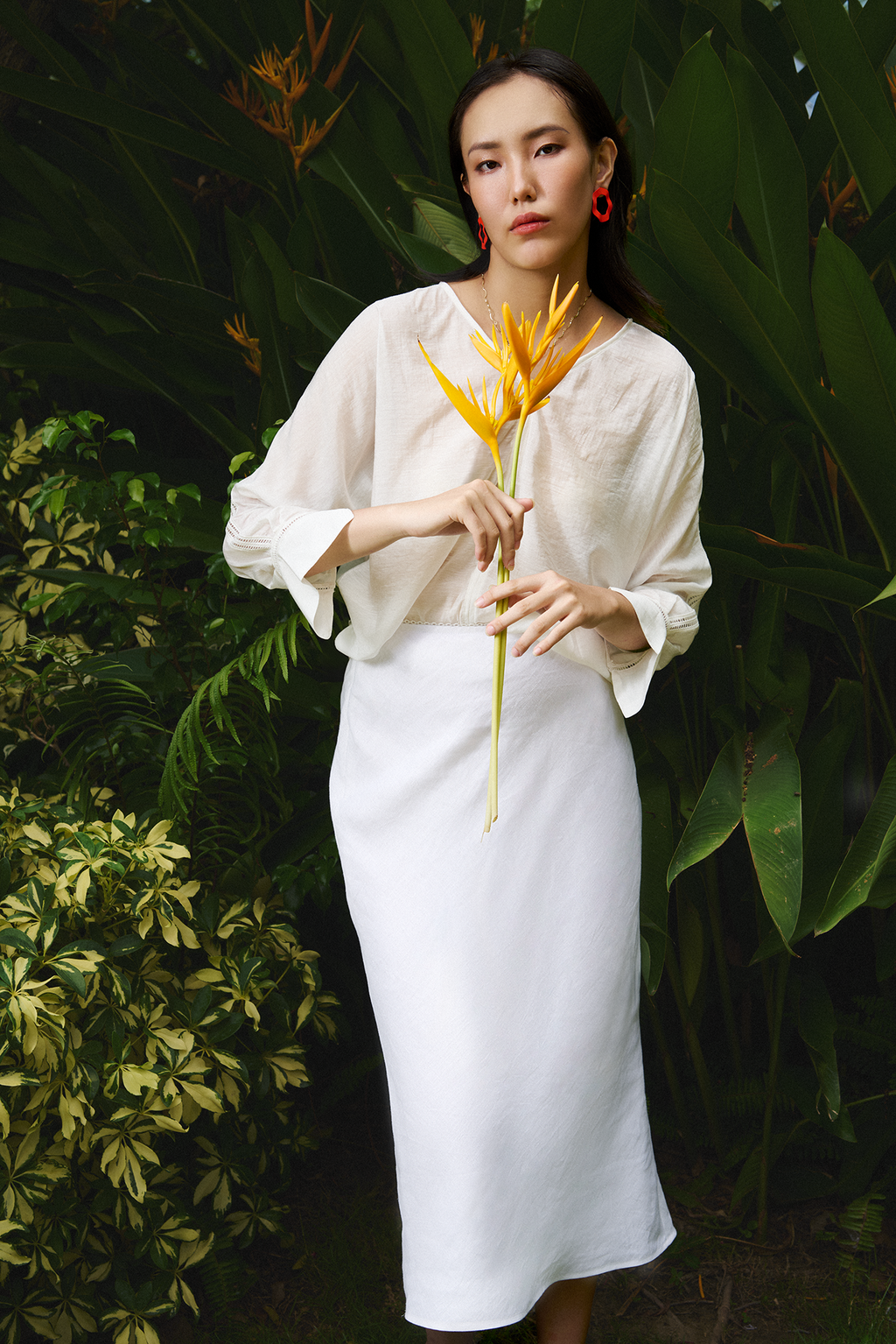 Áo kiểu cổ tim tay dài phối ren thời trang Hity