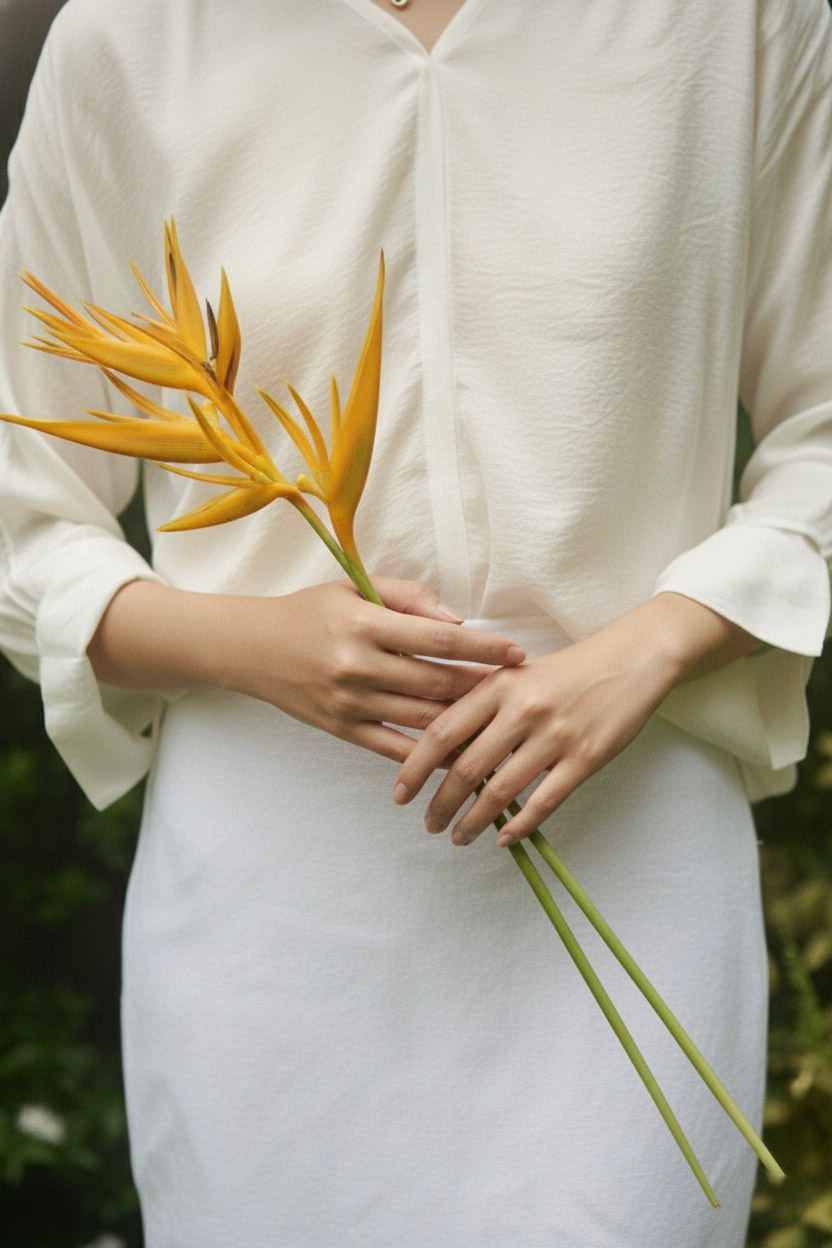 Áo kiểu cổ tim tay dài phối ren thời trang Hity