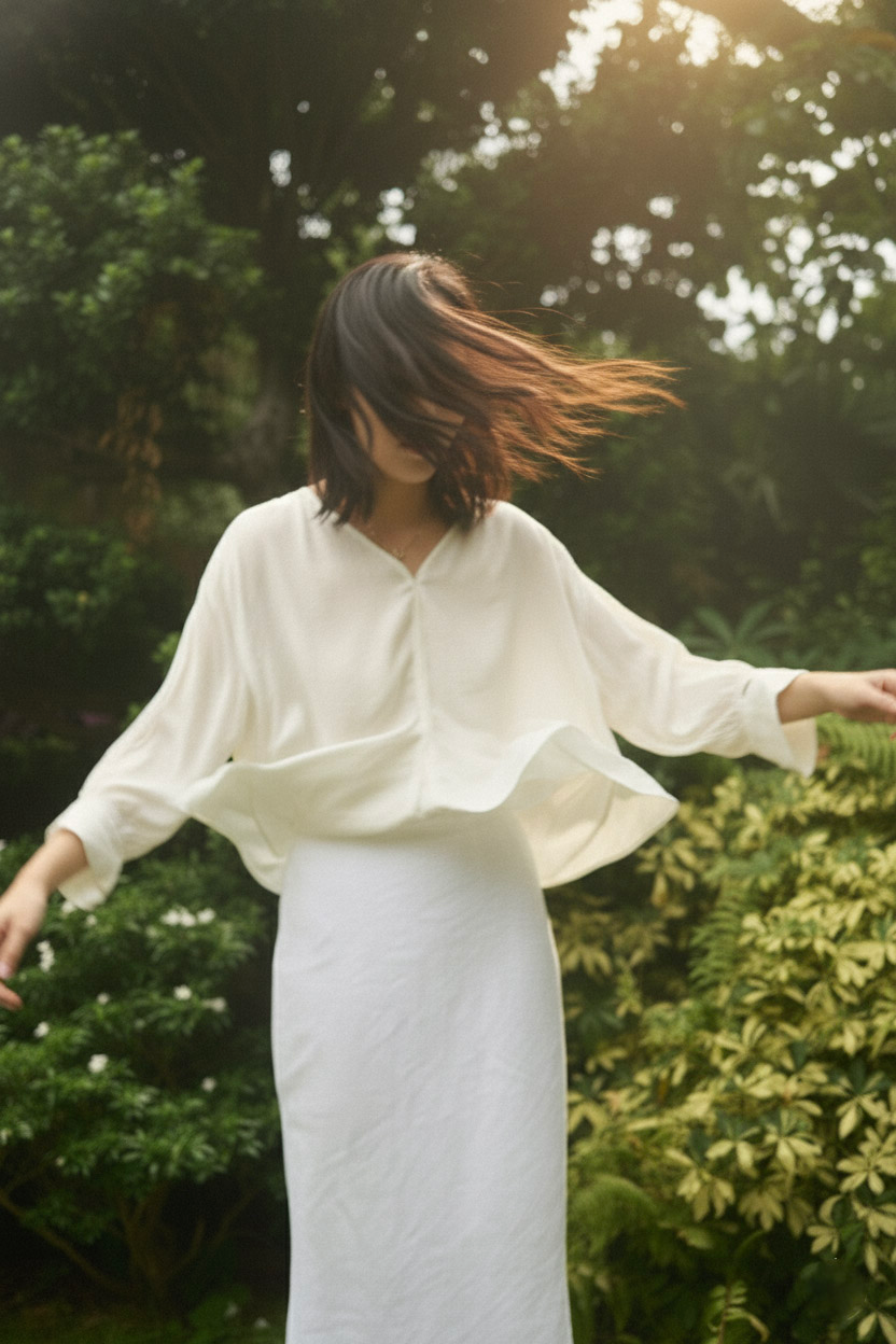 Áo kiểu cổ tim tay dài phối ren thời trang Hity