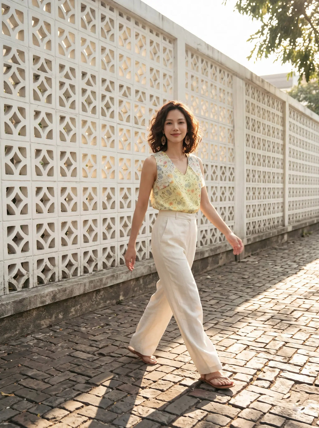 Áo sát nách organza hoa vàng thời trang Hity