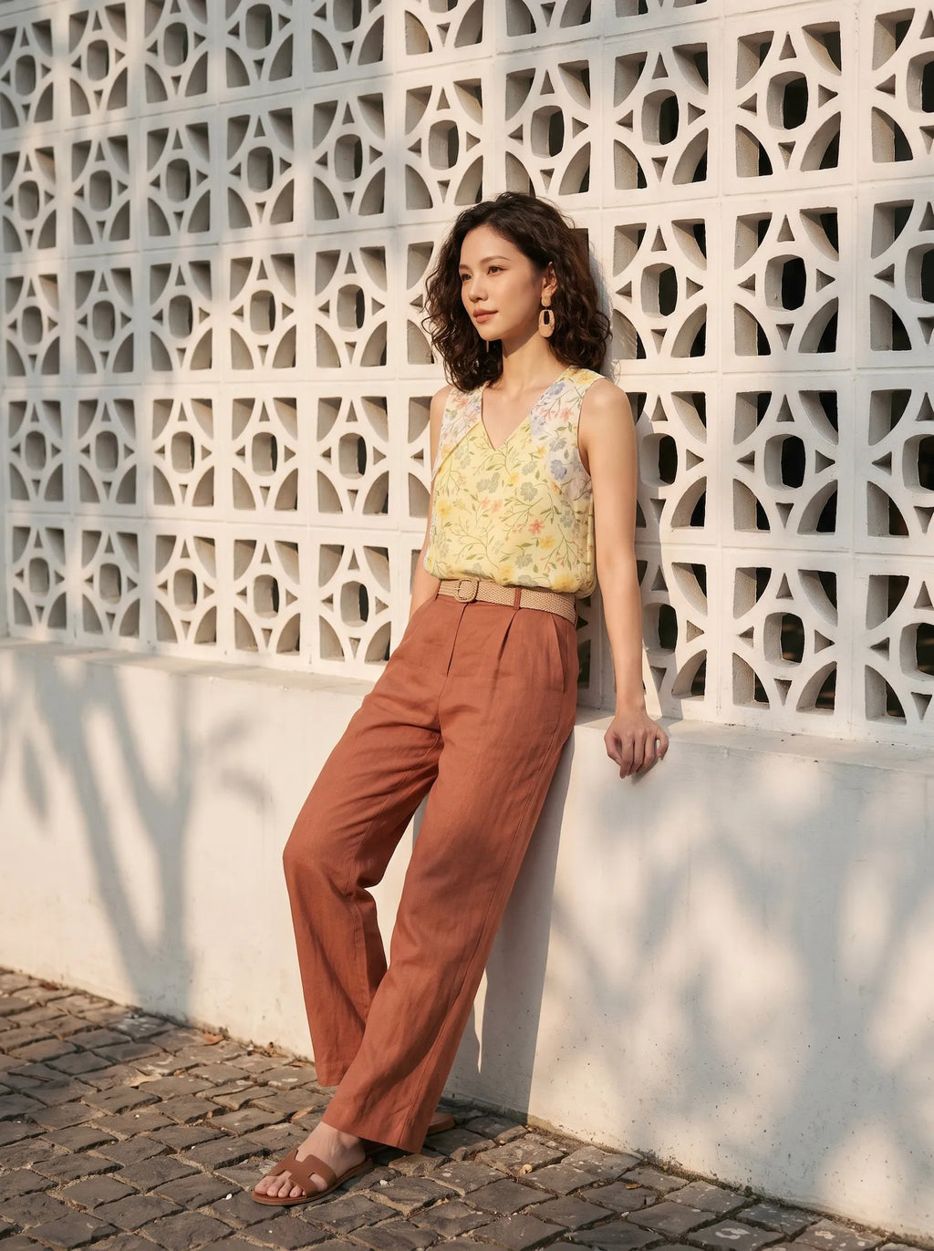 Áo sát nách organza hoa vàng thời trang Hity