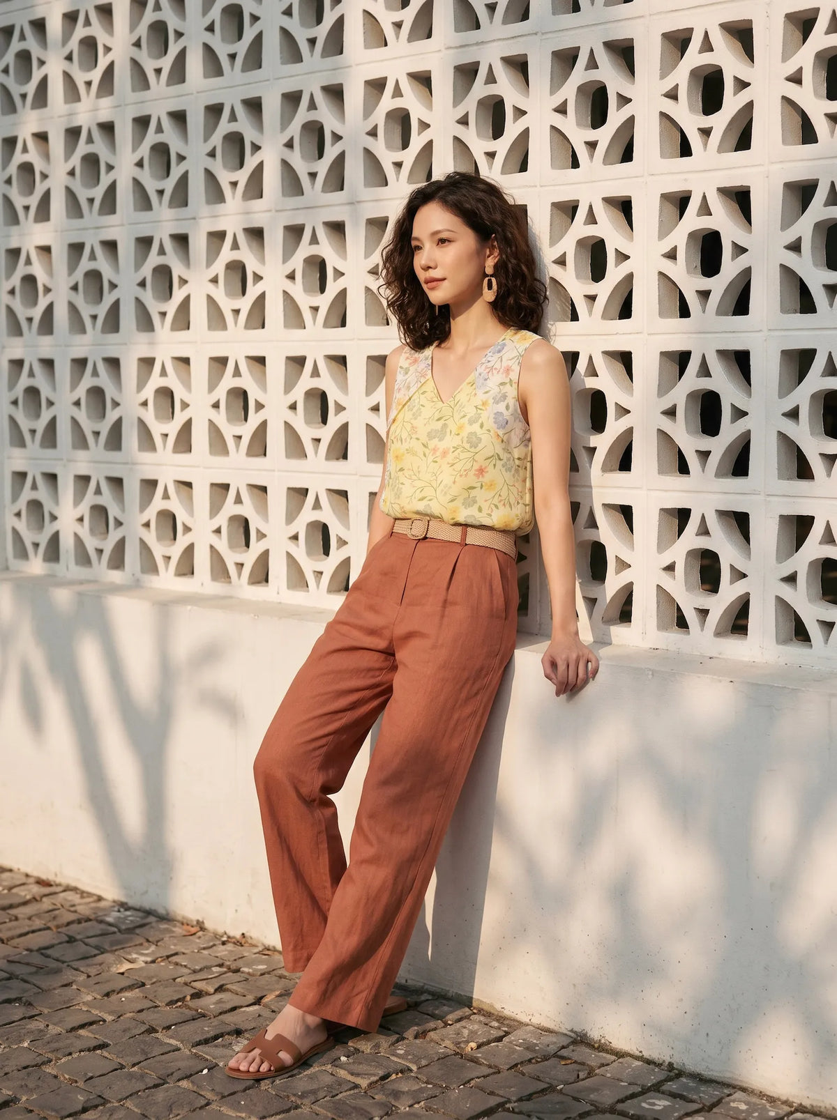 Áo sát nách organza hoa vàng thời trang Hity