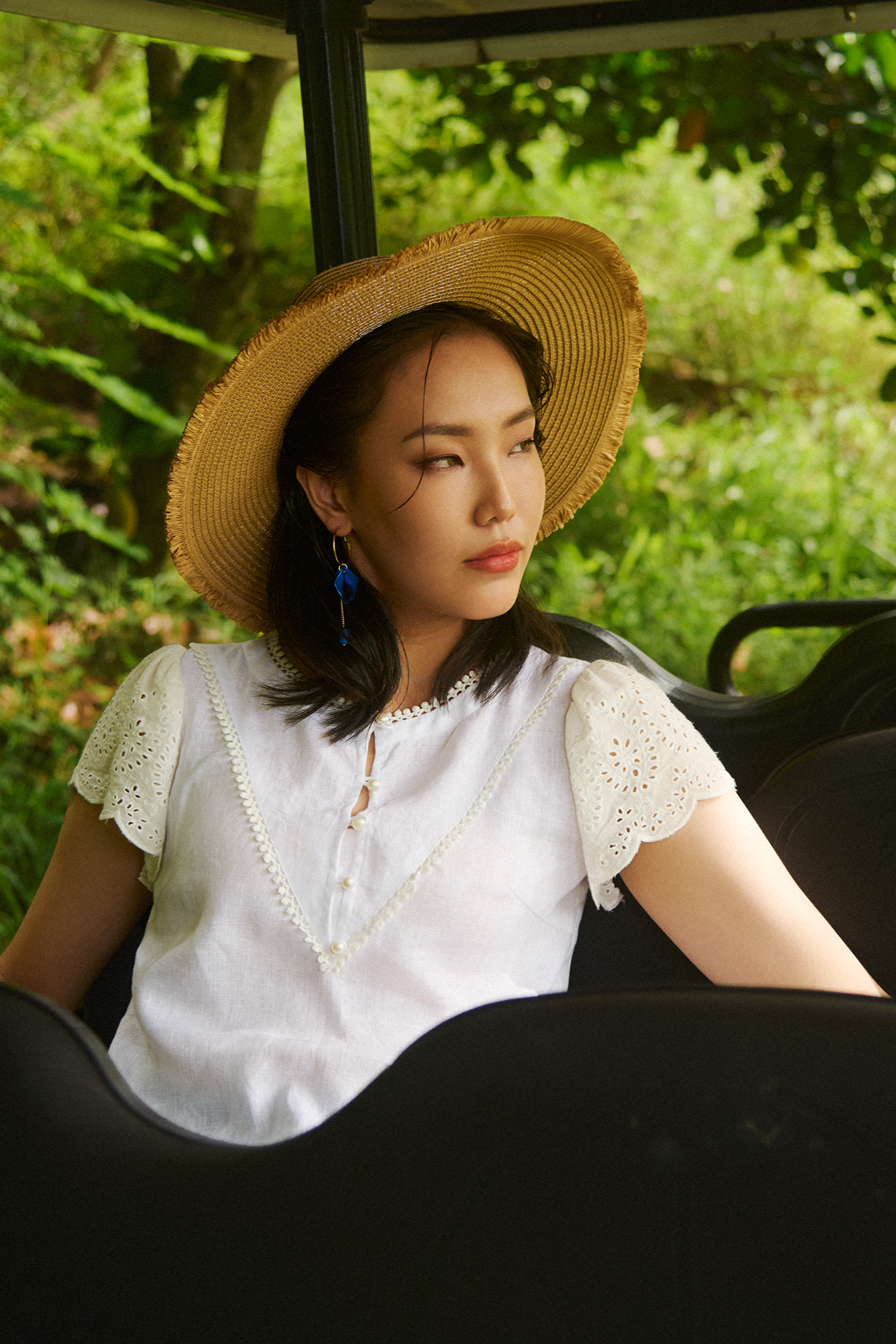 Áo suông tay ren linen trắng thời trang Hity