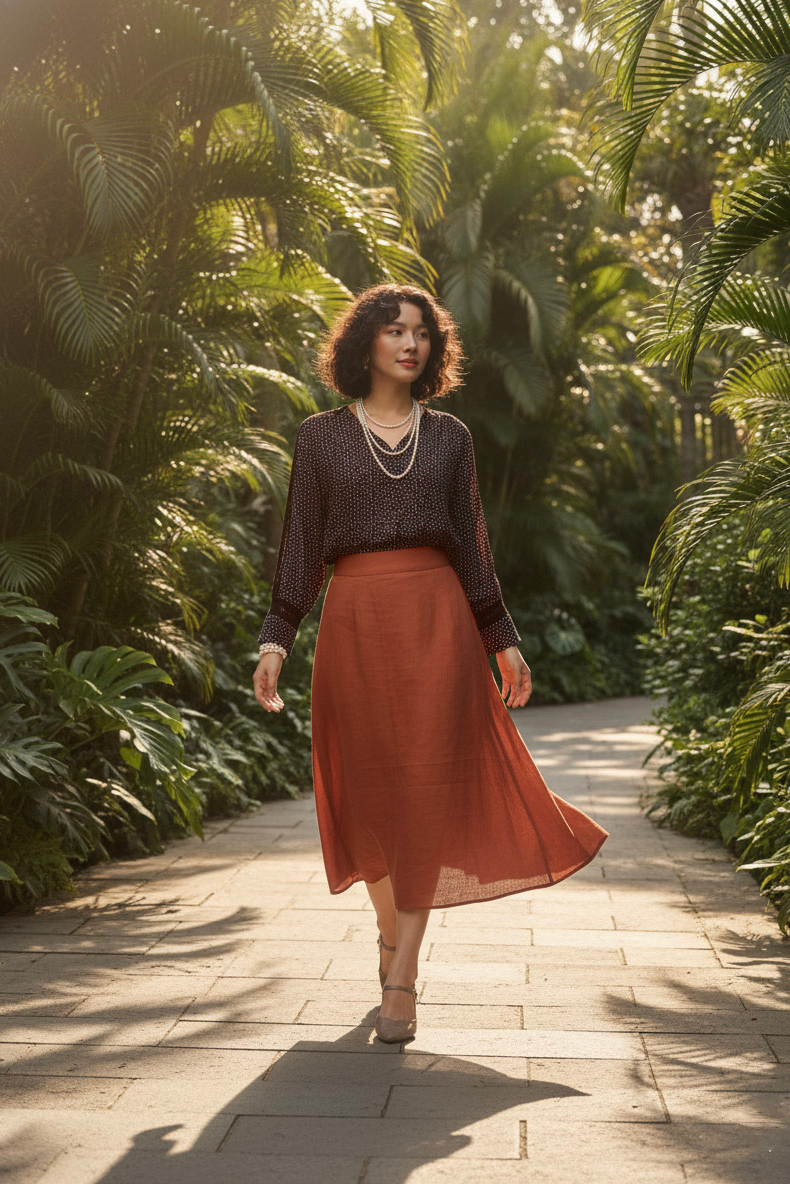 Áo suông tay dài phối ren cotton chấm bi thời trang Hity