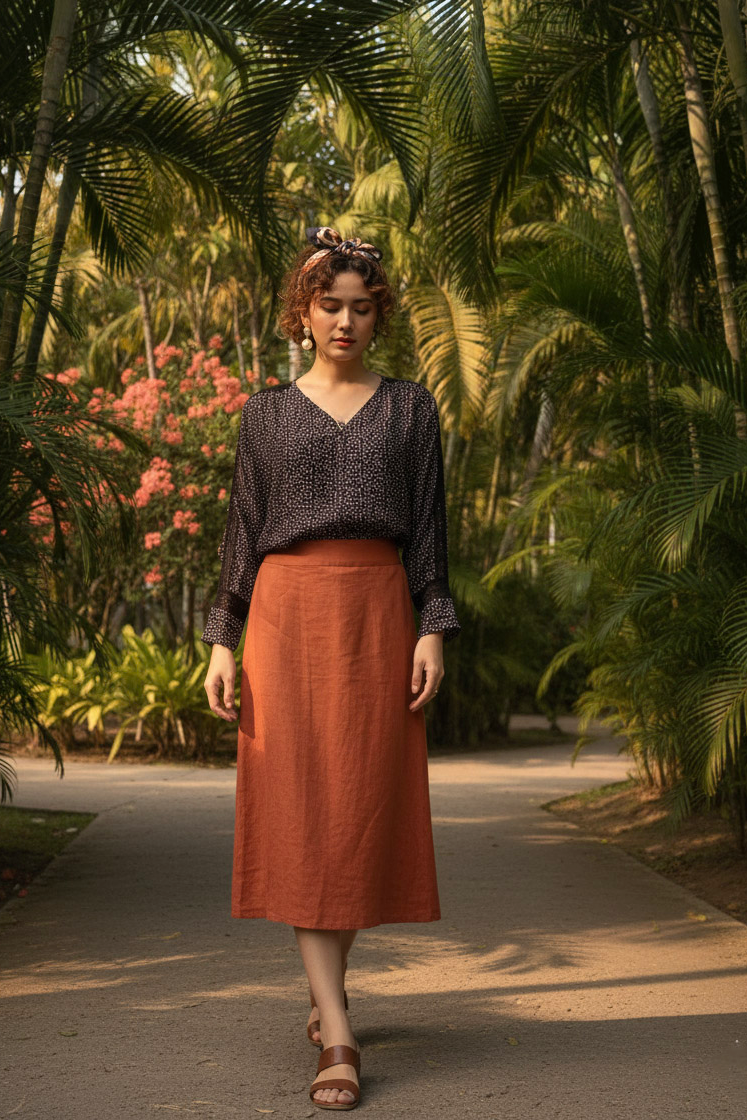 Áo suông tay dài phối ren cotton chấm bi thời trang Hity