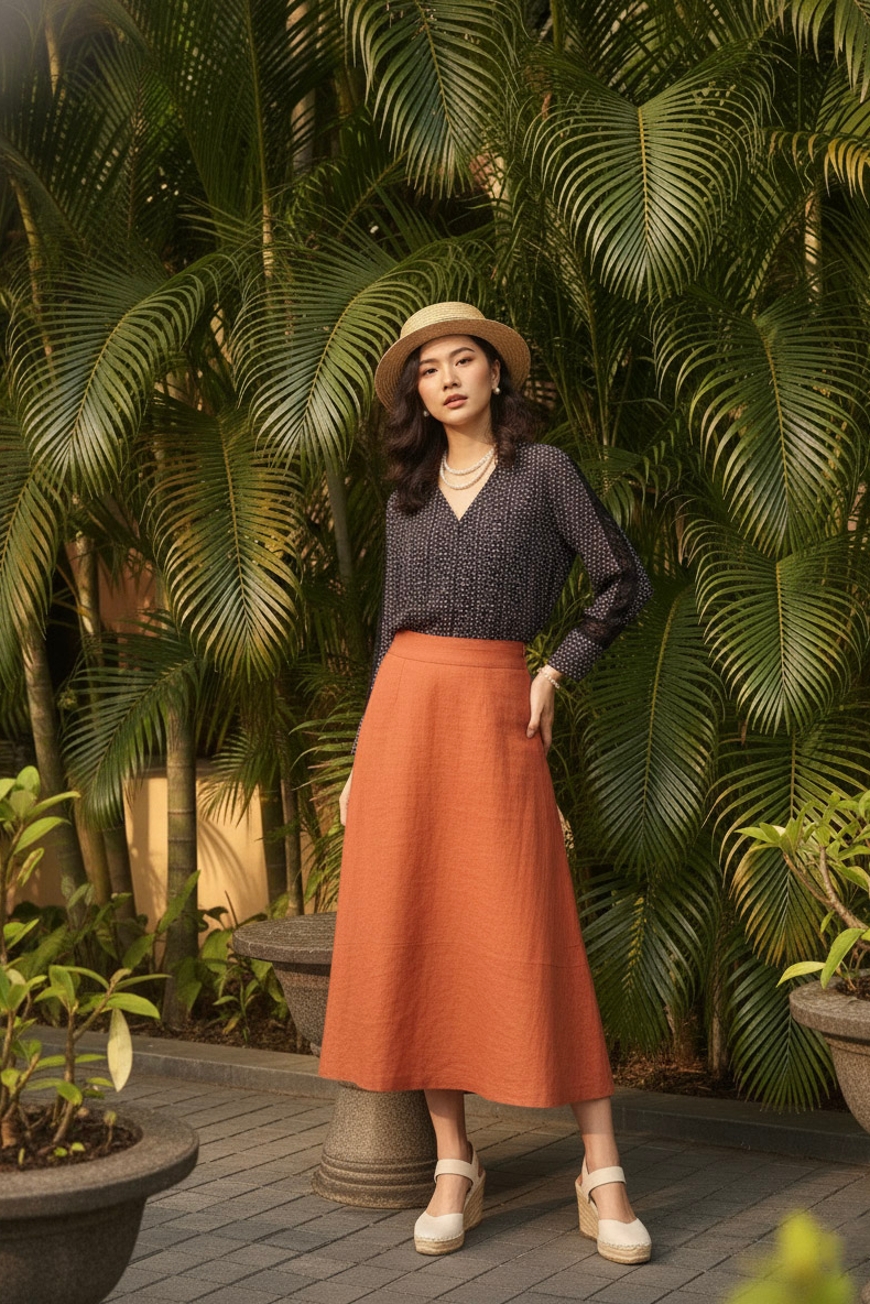 Áo suông tay dài phối ren cotton chấm bi thời trang Hity