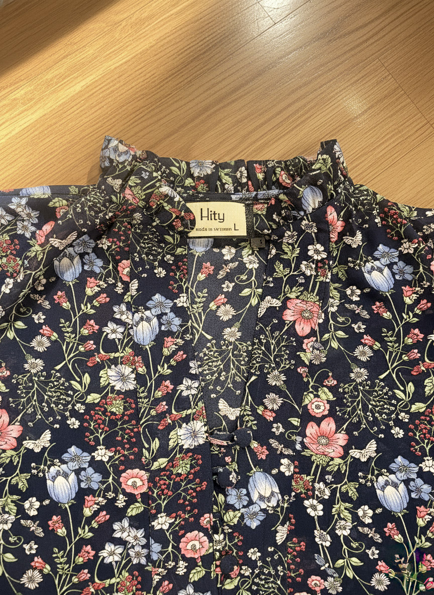 Áo kiểu tay phồng chiffon hoa nhí thời trang Hity