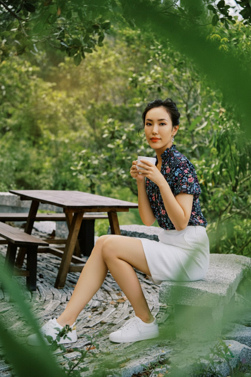 Áo kiểu tay phồng chiffon hoa nhí thời trang Hity