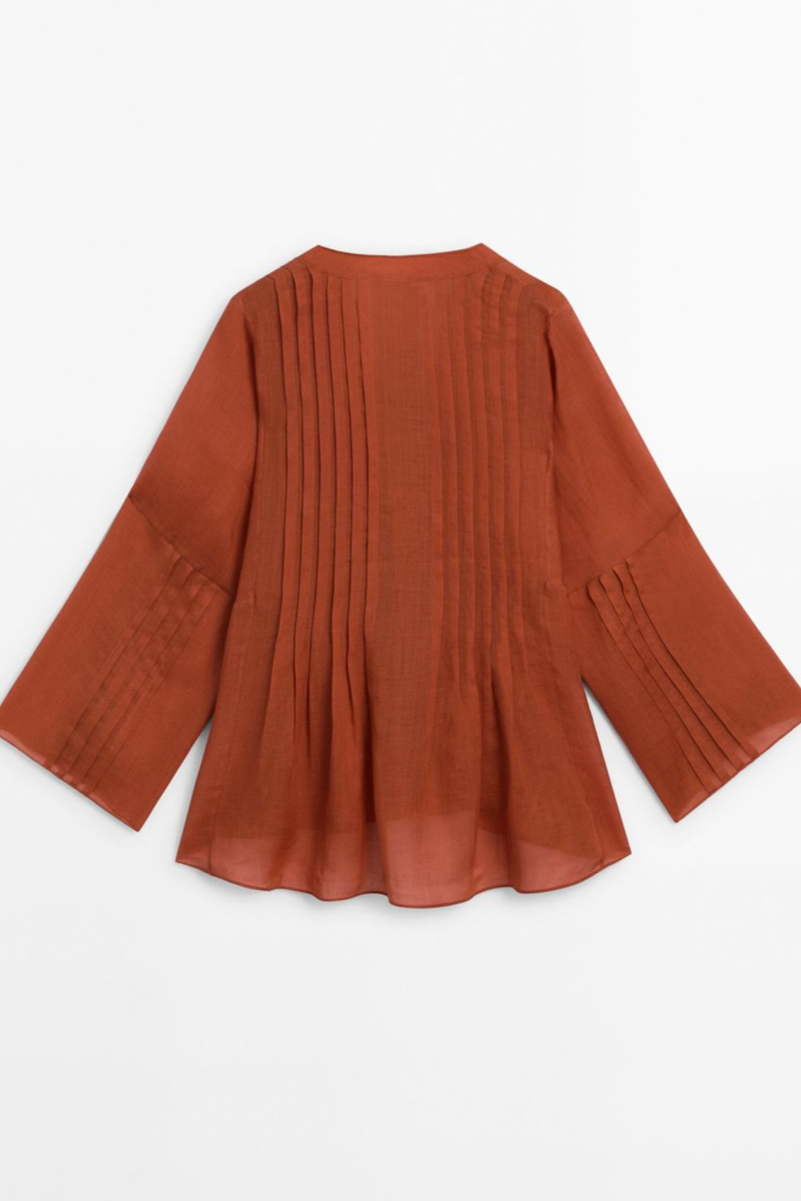 Áo kiểu xếp ly linen cam đất thời trang Hity