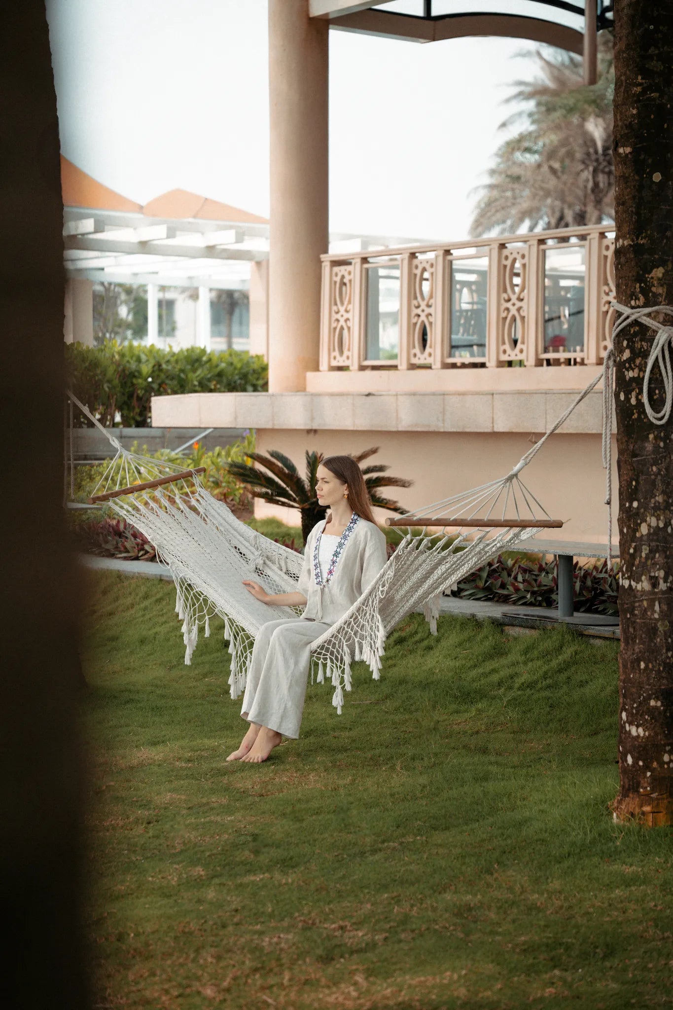 Áo khoác kimono linen phối thổ cẩm thời trang Hity