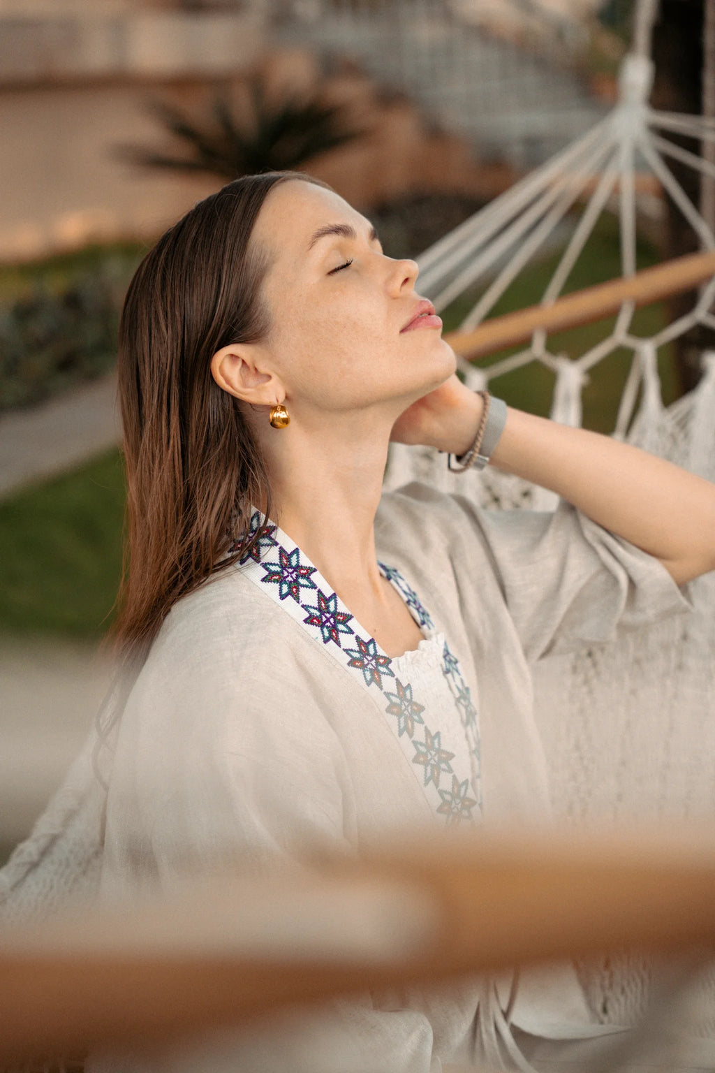 Áo khoác kimono linen phối thổ cẩm thời trang Hity
