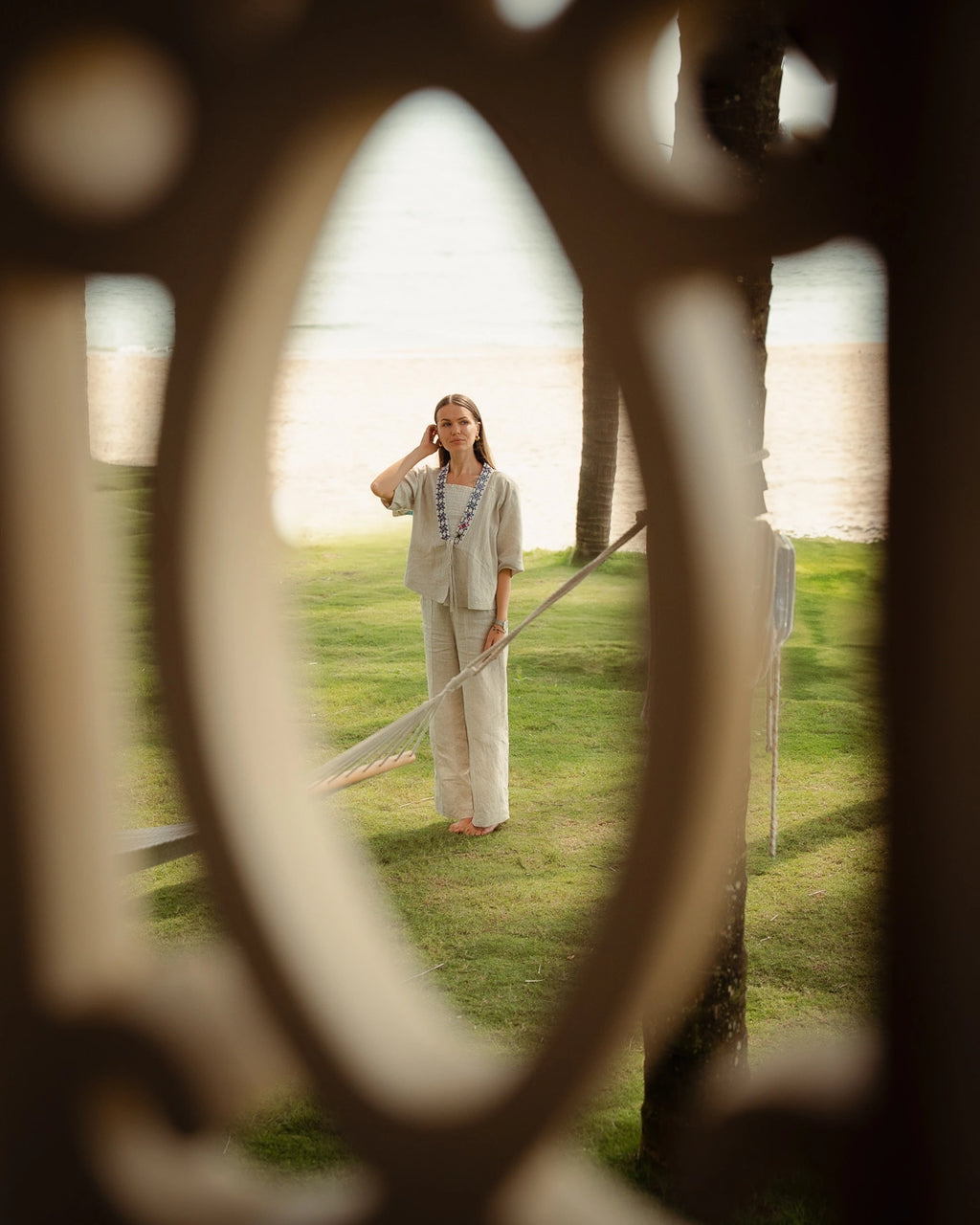 Áo khoác kimono linen phối thổ cẩm thời trang Hity
