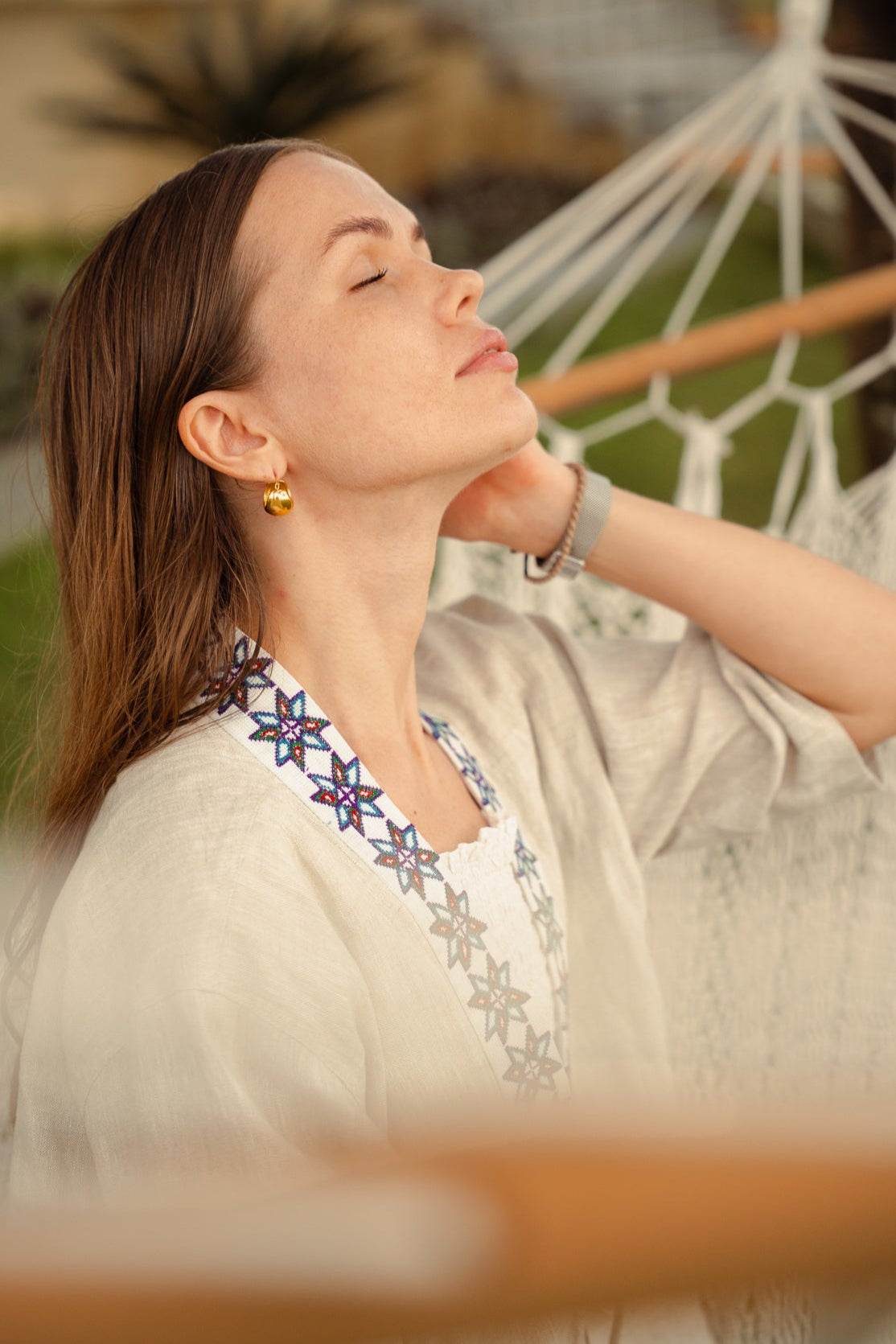 Áo Khoác Kimono Linen Phối Thổ Cẩm Lanh - Hity