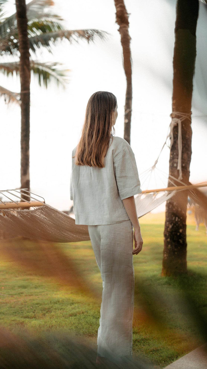 Áo Khoác Kimono Linen Phối Thổ Cẩm Lanh - Hity