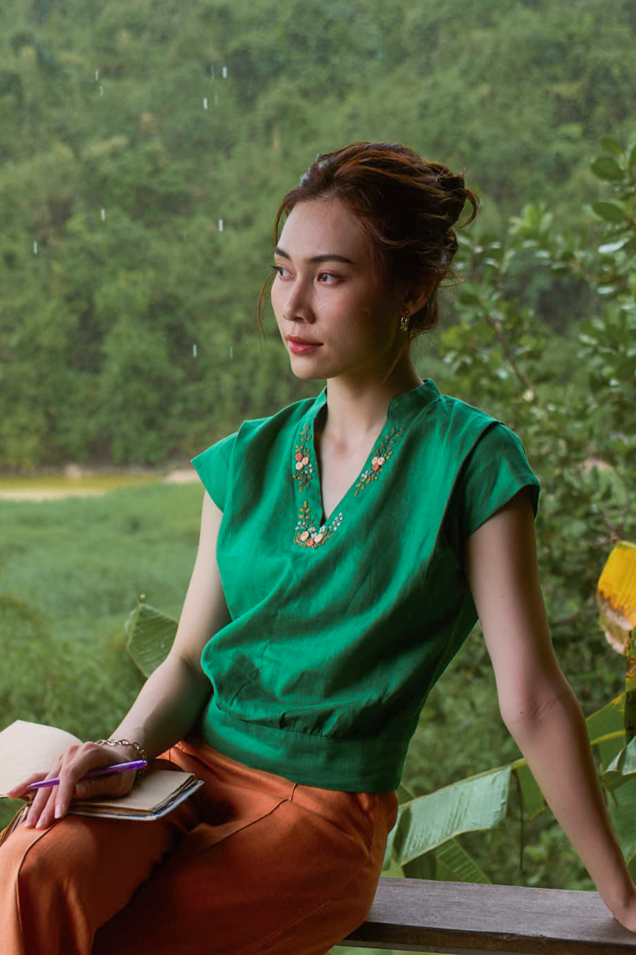 Áo bo linen thêu tay thời trang Hity