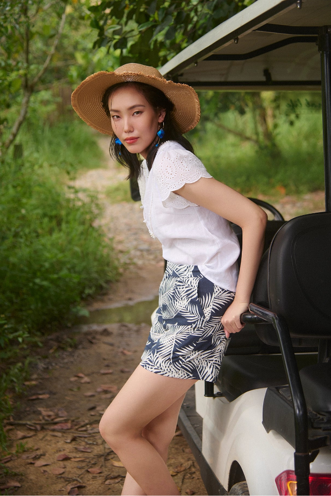 Áo linen trắng phối ren thời trang Hity