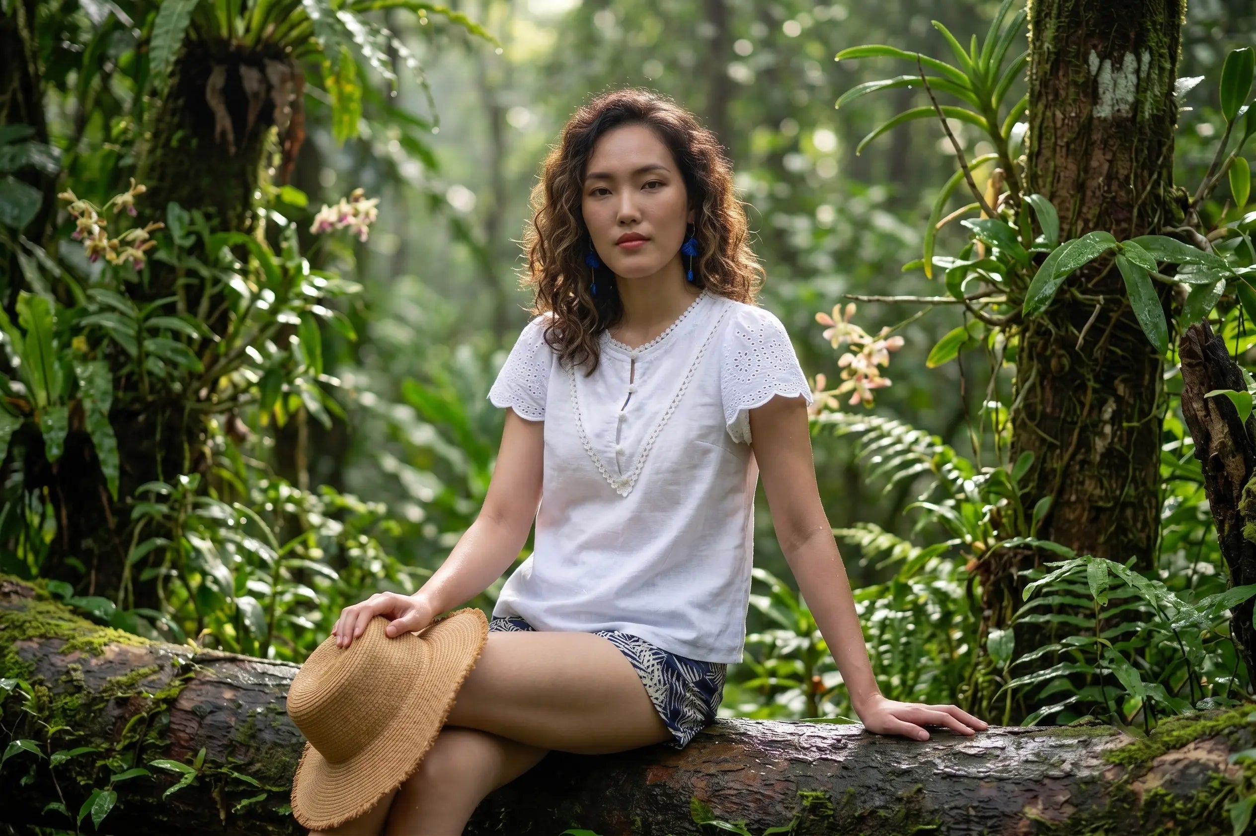 Áo linen trắng phối ren thời trang Hity