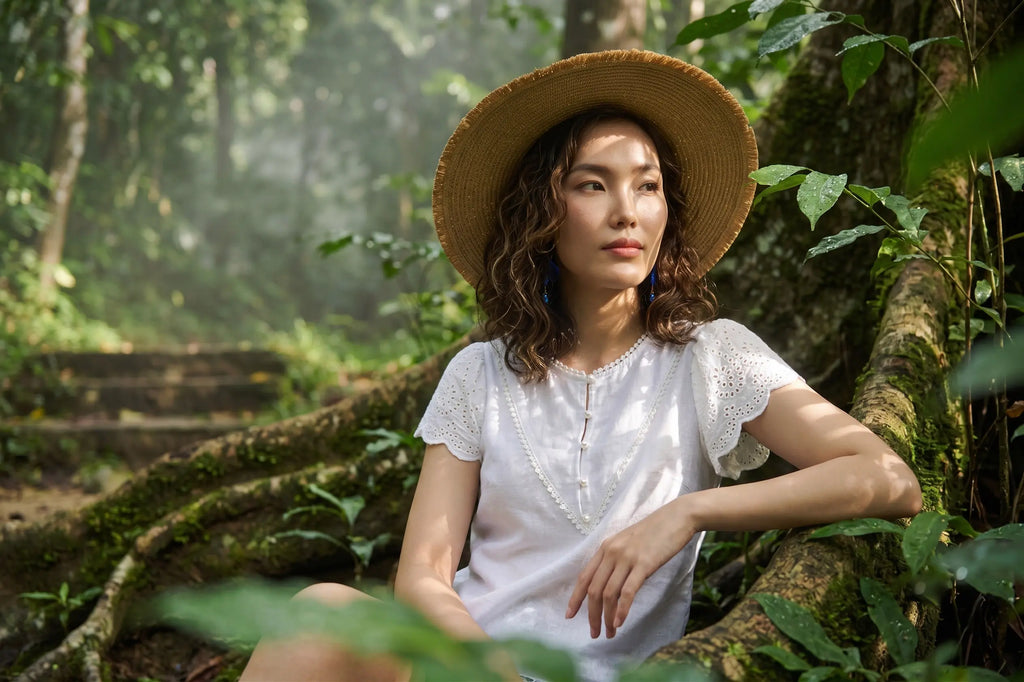 Áo linen trắng phối ren thời trang Hity