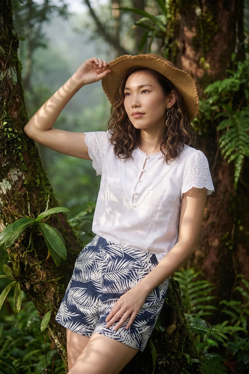 Áo linen trắng phối ren thời trang Hity