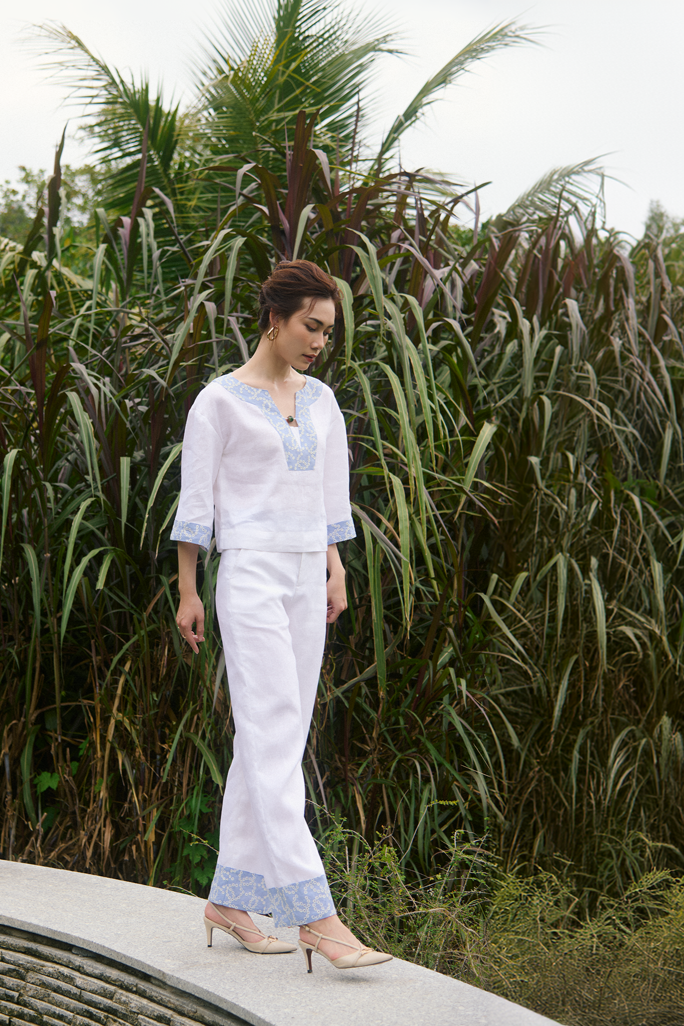 Áo kiểu suông linen thêu thời trang Hity