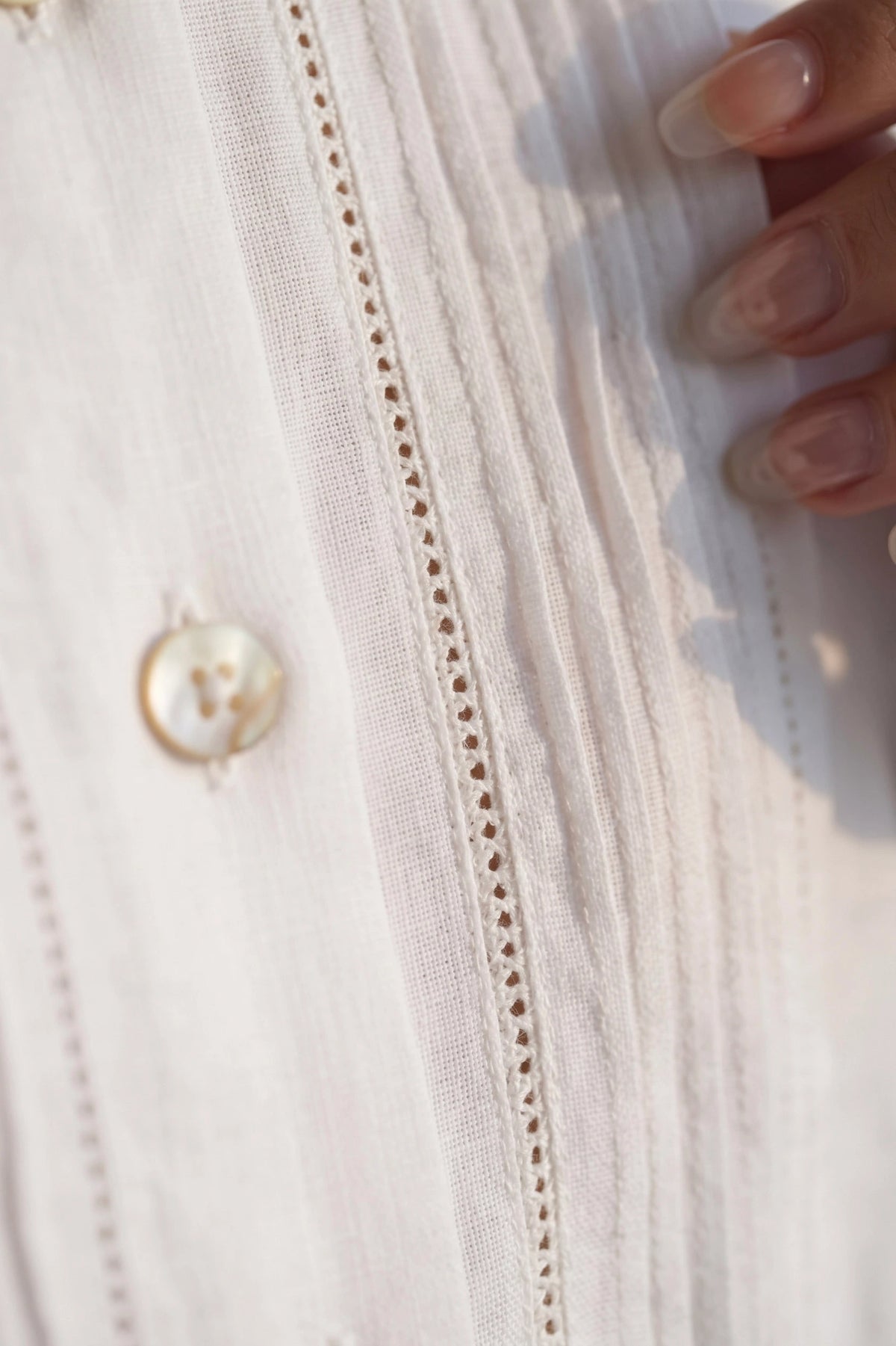 Áo linen trắng công sở vintage thời trang Hity