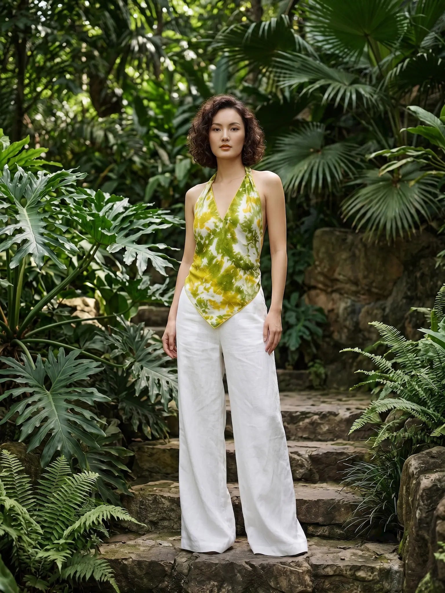 Áo yếm lụa tơ tằm nhuộm loang tiedye thời trang Hity