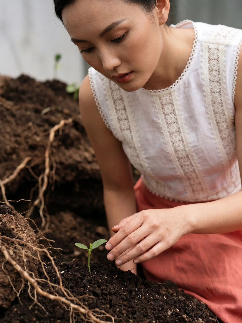 Áo ngắn croptop linen trắng phối ren cotton thời trang Hity