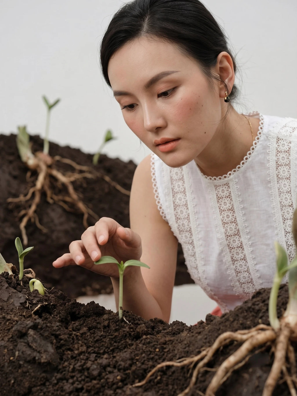 Áo ngắn croptop linen trắng phối ren cotton thời trang Hity