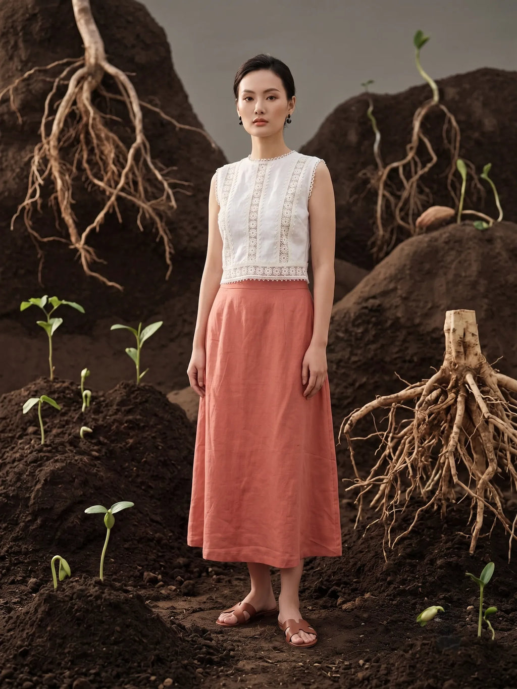 Áo ngắn croptop linen trắng phối ren cotton thời trang Hity