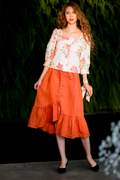 Áo croptop tay phồng linen hoạ tiết hoa thời trang Hity