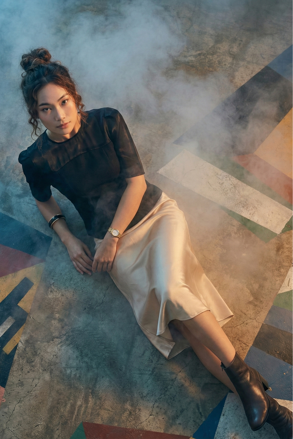 Áo ôm eo peplum tweed đen thời trang Hity