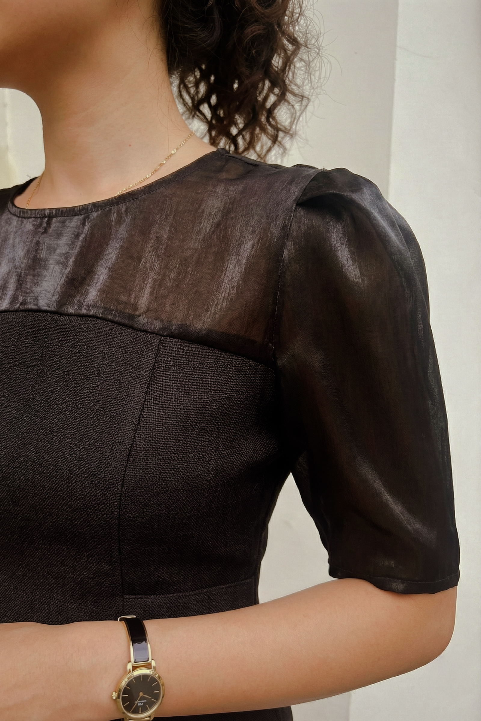 Áo ôm eo peplum tweed đen thời trang Hity