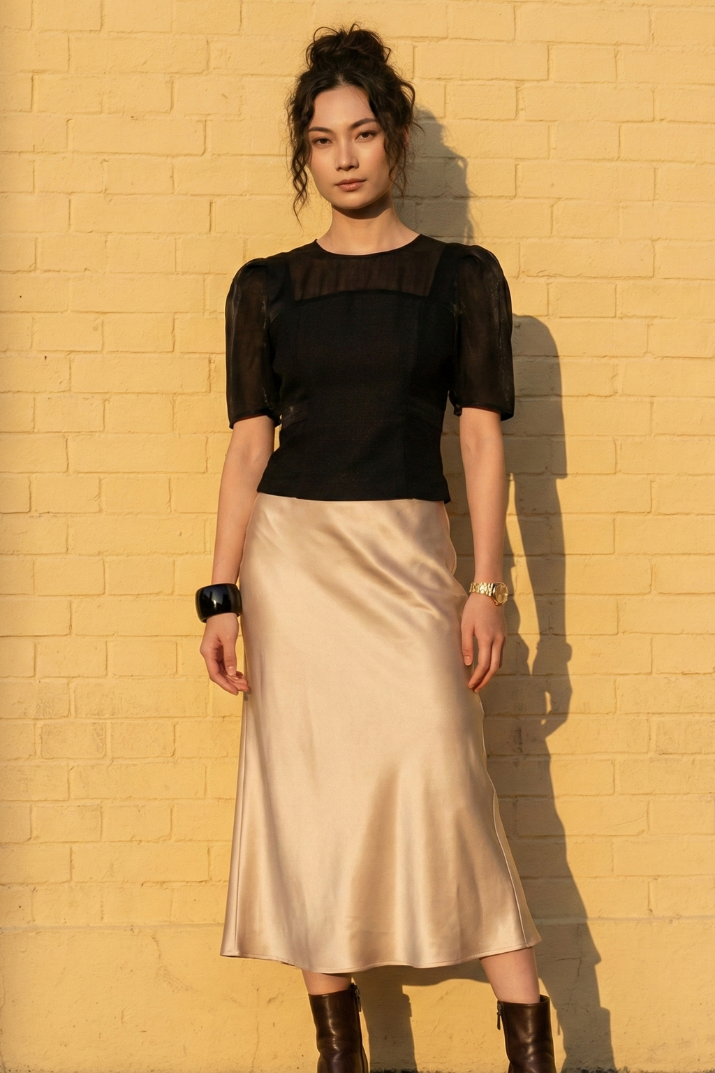 Áo ôm eo peplum tweed đen thời trang Hity